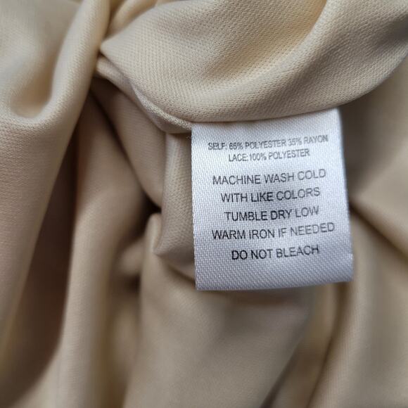 Indigo Rose Boho Top Womens 2X Beige Overlay Lace V-Neck 3/4 Split Sleeve Tunic - Picture 10 of 12